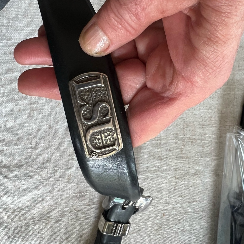 Enmon Italian saddle, leather belt, size 38 very good condition, black silver - Picture 6 of 8